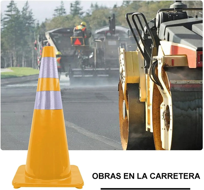 Cargue la imagen en el visor de la galería, Cono Precaucion Amarillo Con 2 Reflejantes Vial 70cm