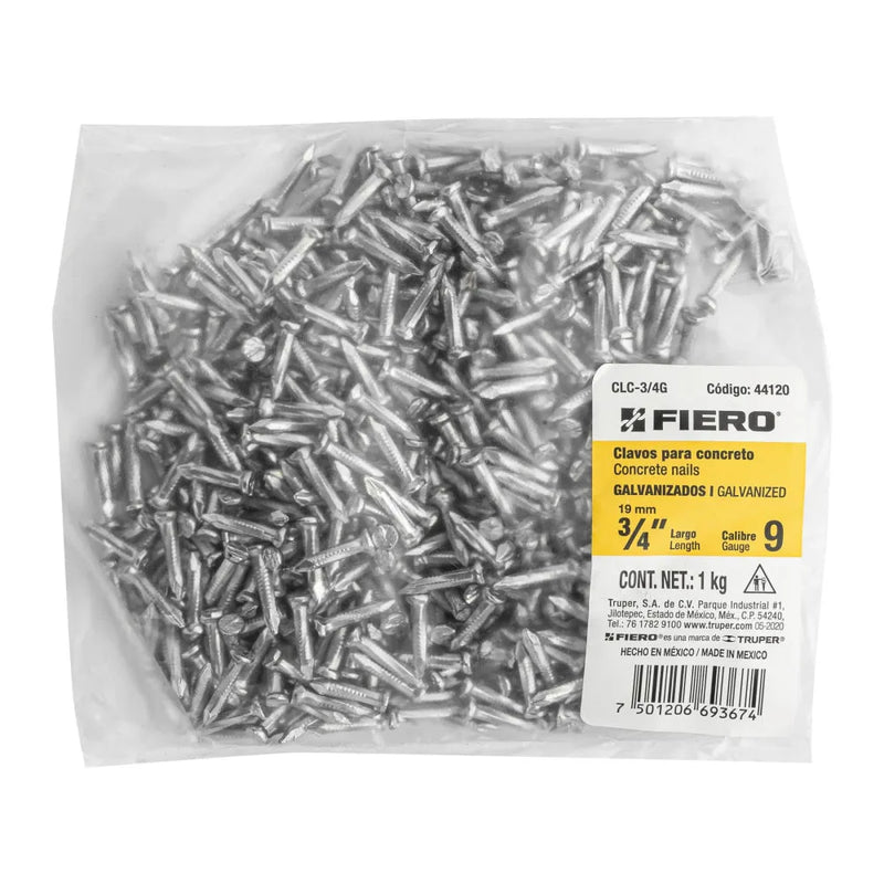 Cargue la imagen en el visor de la galería, Clavos galvanizados para concreto - Bolsa con 1 kg