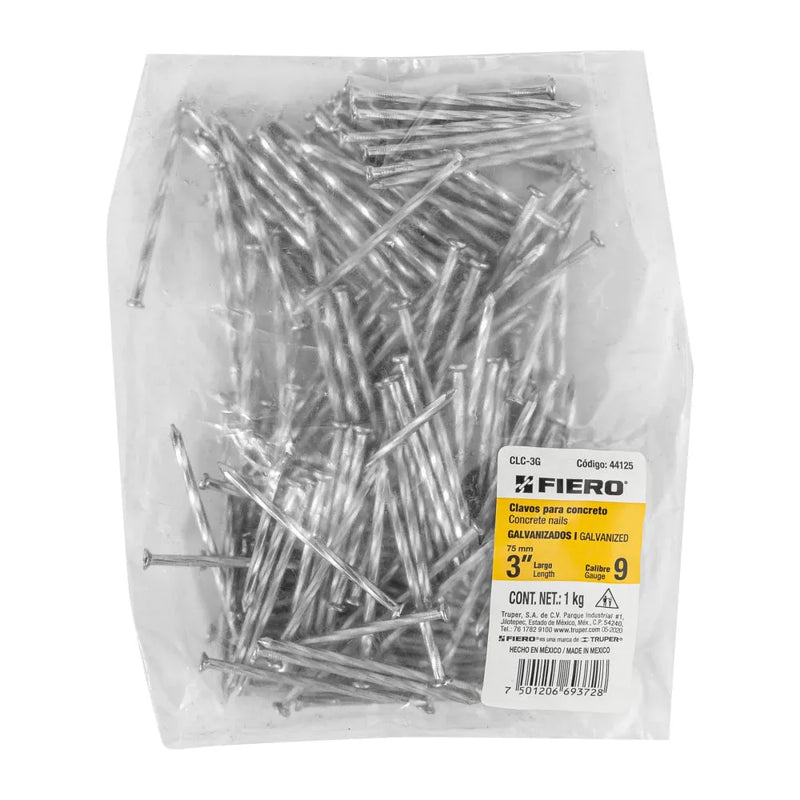 Cargue la imagen en el visor de la galería, Clavos galvanizados para concreto - Bolsa con 1 kg
