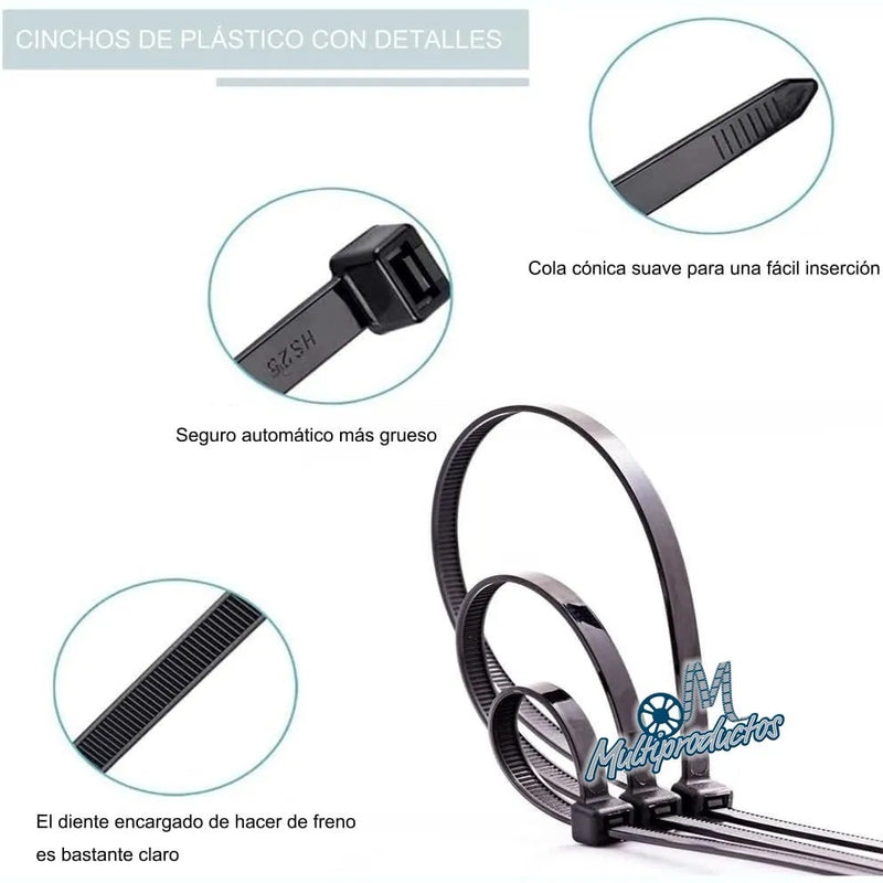 Cargue la imagen en el visor de la galería, Cinchos de Plastico - Pack 100 - Blanco ó Negro