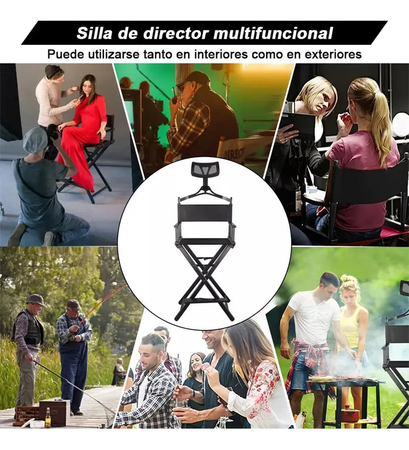 Cargue la imagen en el visor de la galería, Silla de Director de Aluminio con Reposacabeza y Bolsa de Almacenamiento