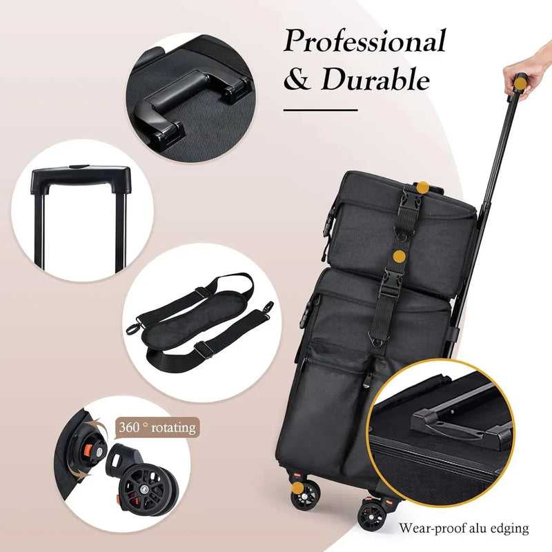 Cargue la imagen en el visor de la galería, Maletín Maquillaje Profesional C/ Ruedas Estuche Organizador