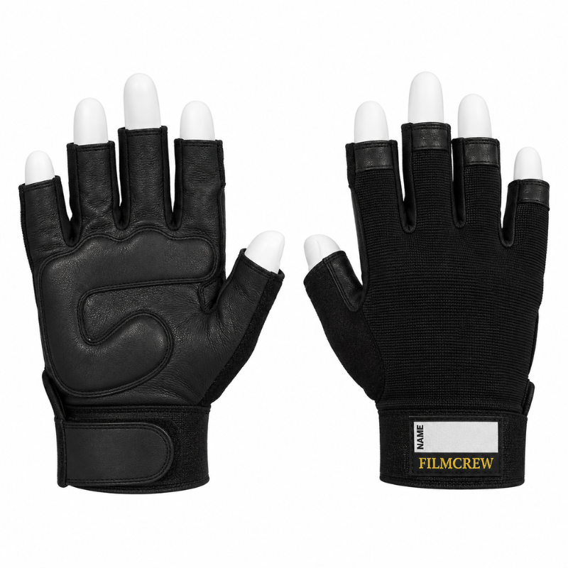 Cargue la imagen en el visor de la galería, Guantes fingerless de piel FilmCrew, vista frontal y posterior en pareja