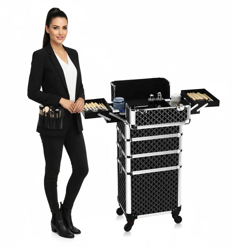 Cargue la imagen en el visor de la galería, Neceser De 4 Niveles Profesional Con Llantas