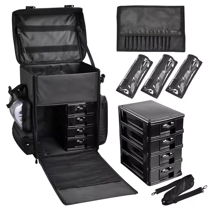 Cargue la imagen en el visor de la galería, Maletín Maquillaje Profesional C/ Ruedas Estuche Organizador