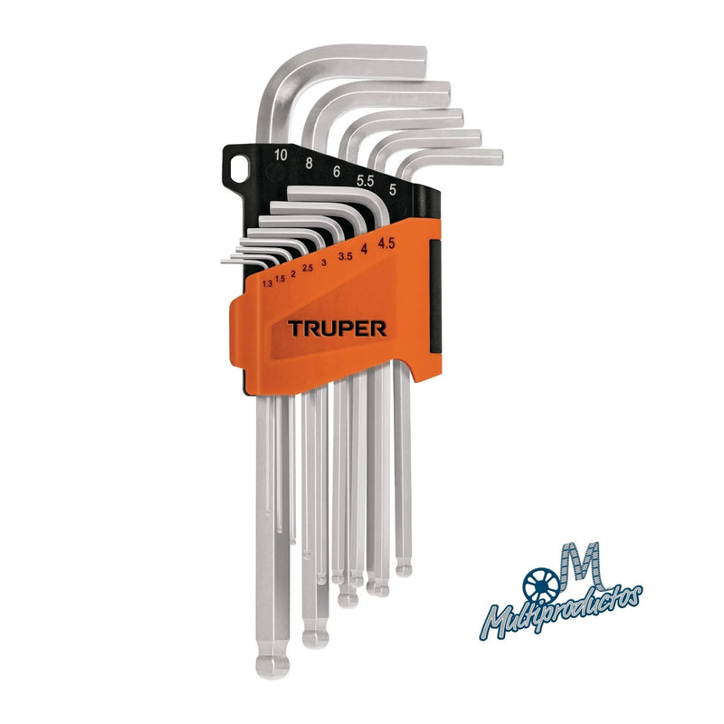 Cargue la imagen en el visor de la galería, Juego 13 llaves allen largas mm punta bola con organizador