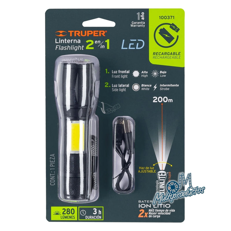 Cargue la imagen en el visor de la galería, Linterna de 1 LED 270 lm con luz de emergencia, recargable