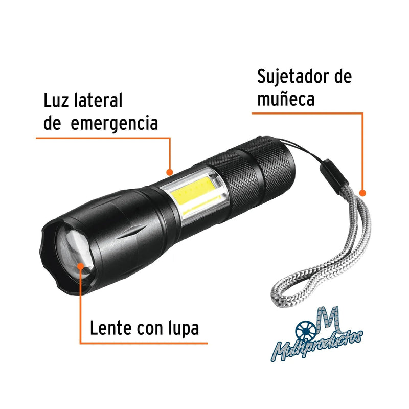 Cargue la imagen en el visor de la galería, Linterna de 1 LED 270 lm con luz de emergencia, recargable