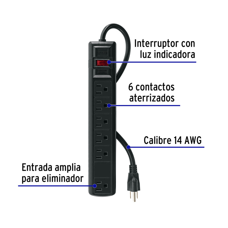 Cargue la imagen en el visor de la galería, Multicontacto de 6 salidas horizontales - Multiproductos y expendables SA de CV