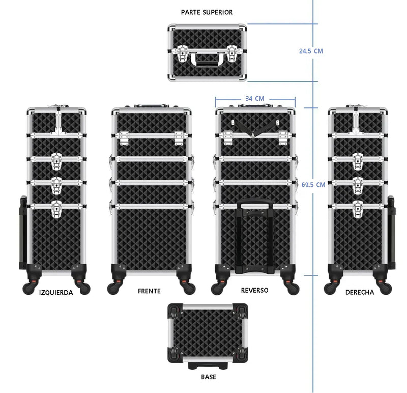 Cargue la imagen en el visor de la galería, Neceser De 4 Niveles Profesional Con Llantas