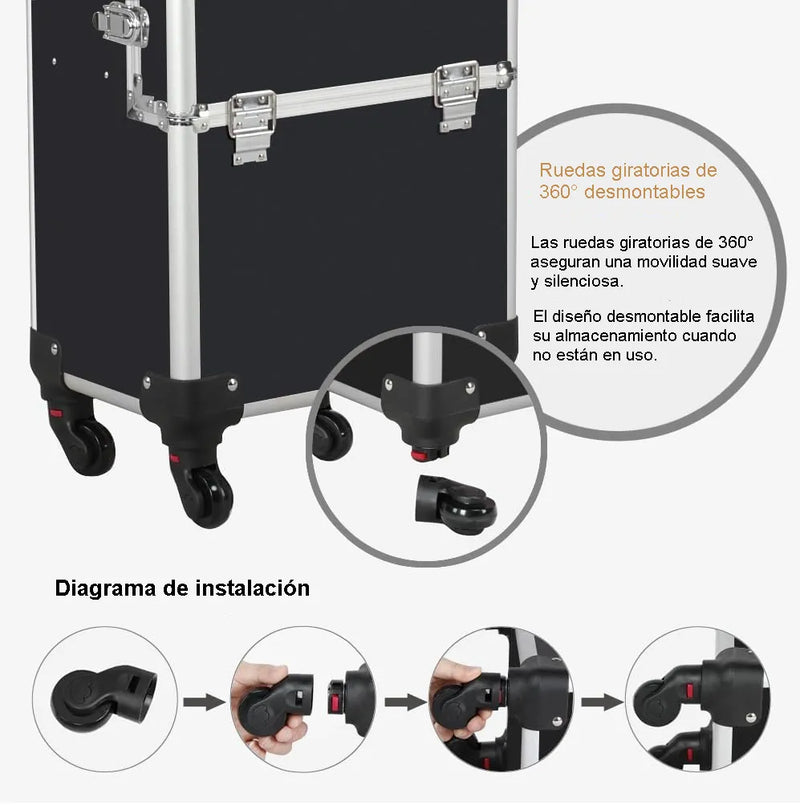 Cargue la imagen en el visor de la galería, Neceser De 4 Niveles Profesional Con Llantas
