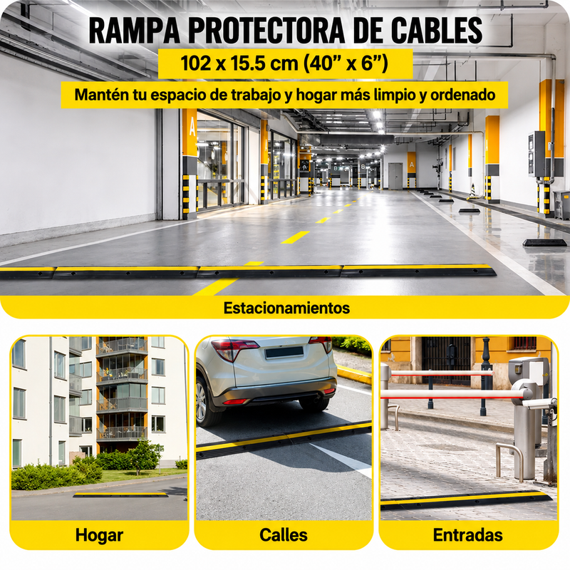 Cargue la imagen en el visor de la galería, Protector de Cable Piso de 1 Canal, de Goma, 102x15.5x3 cm, 8000kg - Multiproductos y expendables SA de CV