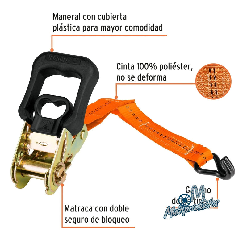Cargue la imagen en el visor de la galería, STRAPS - Sujetadores con matraca carga máxima 1000 kg - 1 1/4" x 5m