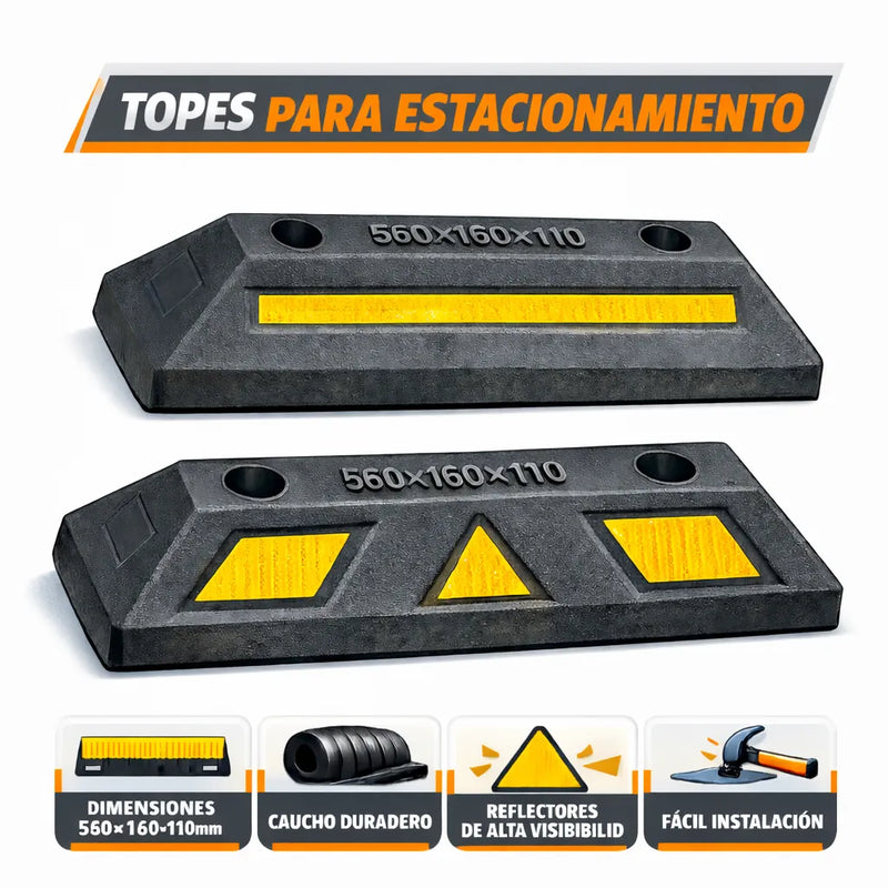 Cargue la imagen en el visor de la galería, 2 Topes De Estacionamiento Color Negro/amarillo Reflejante