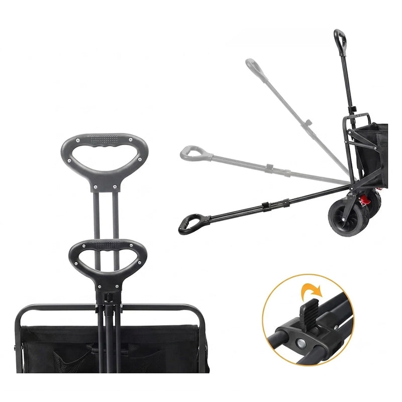 Cargue la imagen en el visor de la galería, Carrito vagón plegable multiusos FilmCrew. Mango ajustable y telescópico del carrito vagón plegable FilmCrew mostrando sus diferentes ángulos de inclinación y altura extensible.