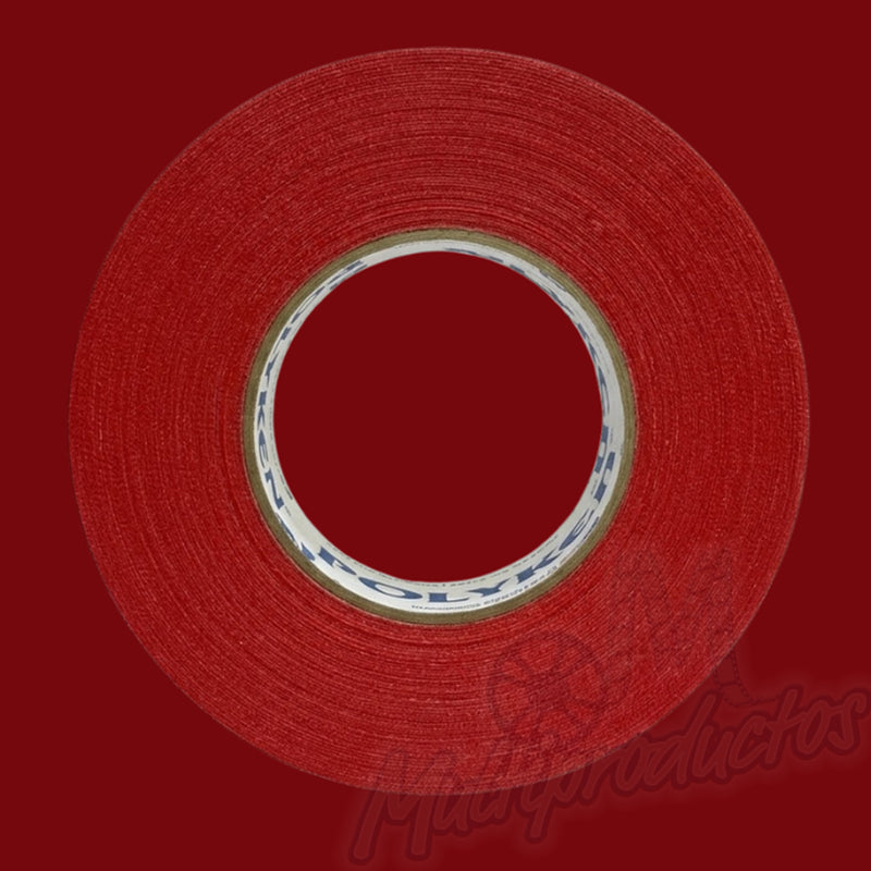 Cargue la imagen en el visor de la galería, Cinta gaffer mate Polyken 510 de 48 mm x 50 m. Rollo de cinta gaffer color rojo visto de frente sobre fondo rojo.