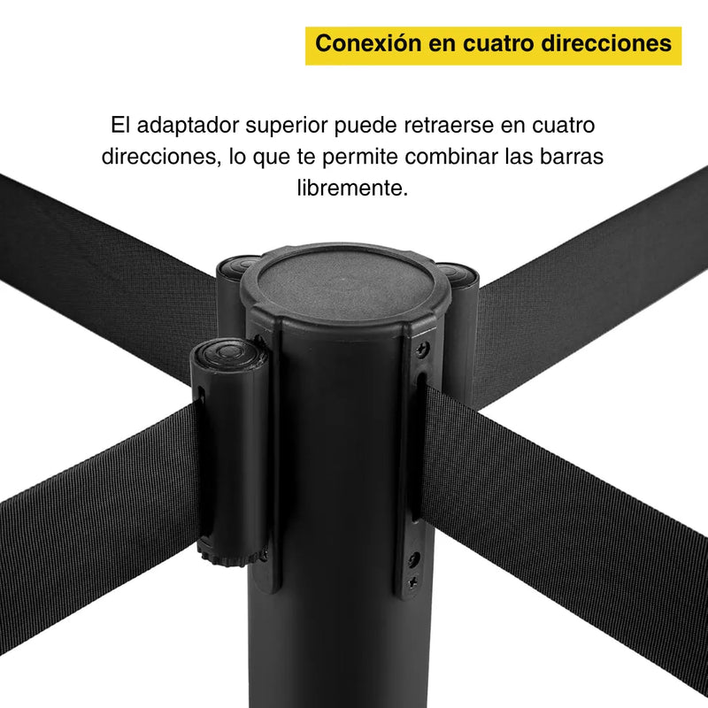 Cargue la imagen en el visor de la galería, 4 Postes Delimitador De Filas Negro Cinta Negra Retractil 2m Negro