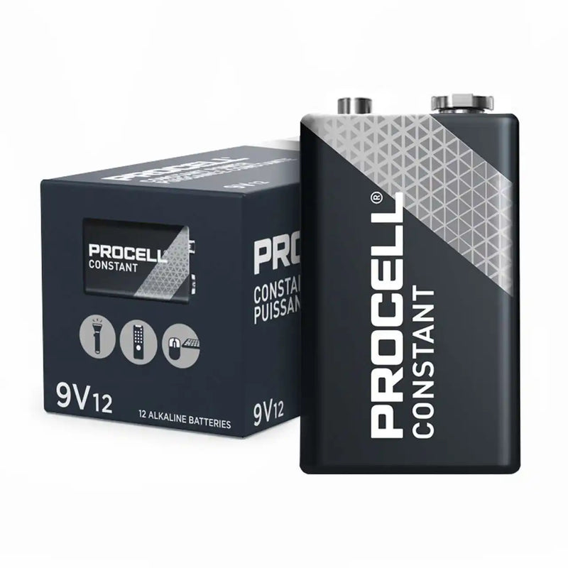 Cargue la imagen en el visor de la galería, Pilas 9v Procell Multiproductos y Expendables. Caja de pilas de 9V Procell Constant y una pila individual al frente.