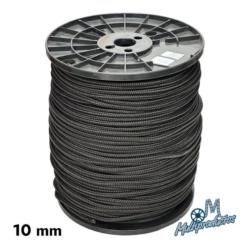 Cargue la imagen en el visor de la galería, Piola negra tejido diamante carrete de 10 kg. Carrete de 10 kg de piola negra de polipropileno tejido diamante de 10 mm de grosor