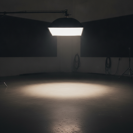 Caida de luz de un softbox ilustrando la ley del cuadrado inverso