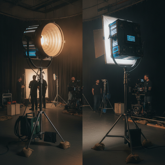 Comparacion de luz HMI y LED de alta potencia en set