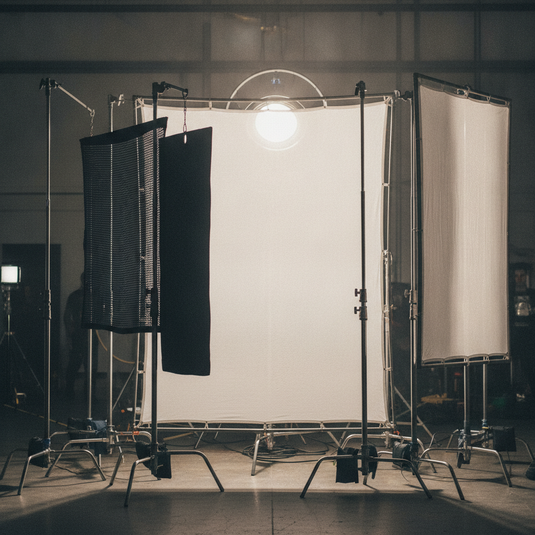 Sedas y redes de grip difuminando luz de estudio
