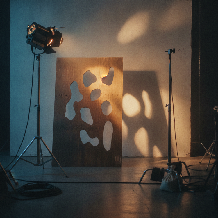 Cucoloris proyectando sombras moteadas en pared de set