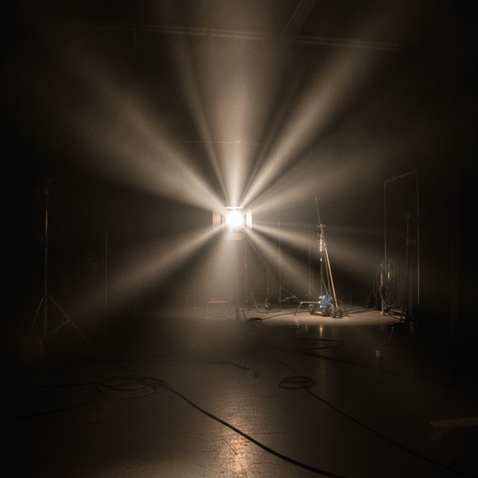 Maquina de haze creando rayos de luz visibles en foro