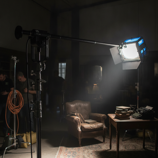 Menace arm extendiendo luz desde C-stand en set
