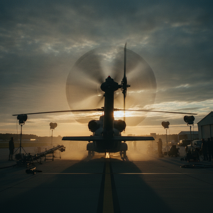Helice de helicoptero con motion blur capturada en set