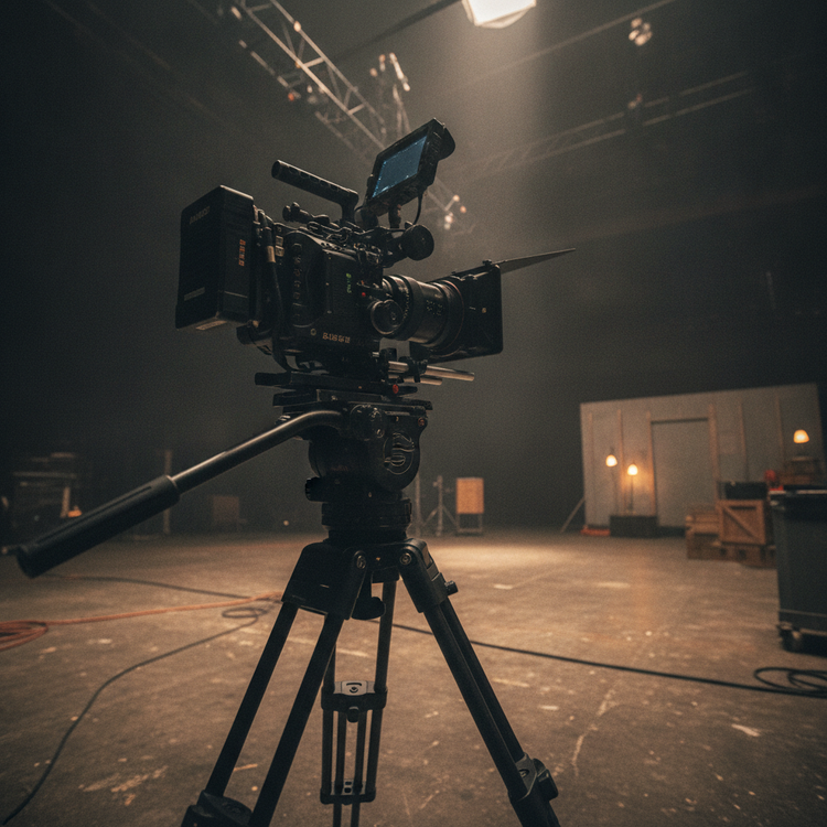 Cabeza fluida profesional con camara de cine balanceada
