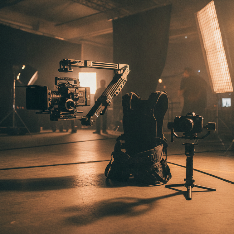 Rig Steadicam junto a un gimbal estabilizador de mano