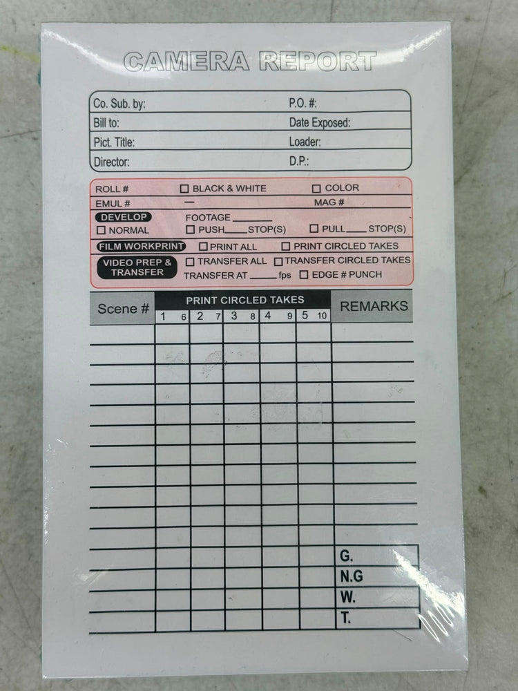 Reporte de cámara, parte del kit básico de un asistente de cámara