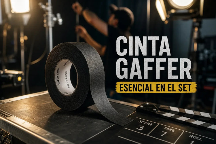 Rollo de cinta gaffer negra profesional usada en sets de cine