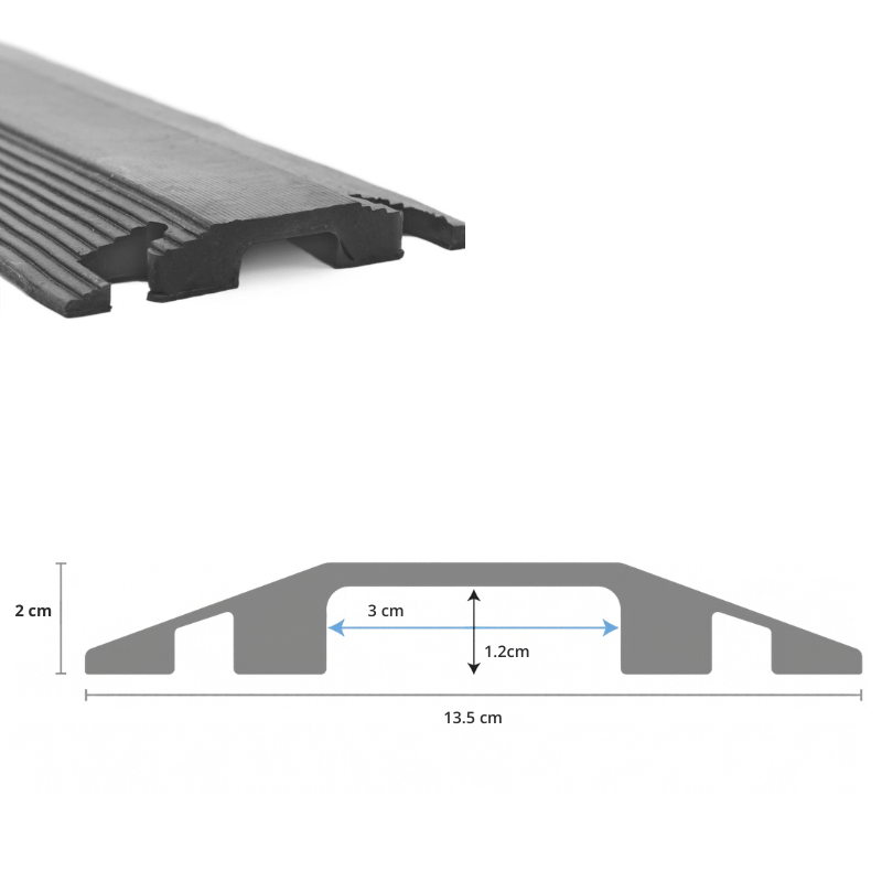 Cargue la imagen en el visor de la galería, PACK PASACABLES PEATONAL NEGRO DE 1 CANAL (4pza ) - 102cm c/u - Multiproductos y expendables SA de CV
