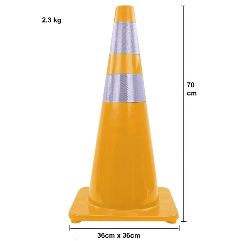 Cargue la imagen en el visor de la galería, Cono Precaucion Amarillo Con 2 Reflejantes Vial 70cm
