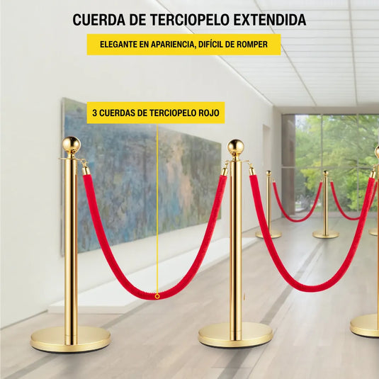 4 Postes Acero Poste Delimitadores Dorado Vip