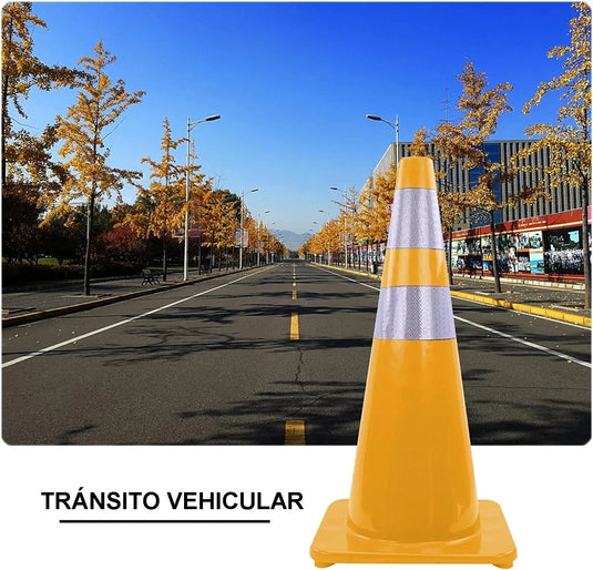 Cono Precaucion Amarillo Con 2 Reflejantes Vial 70cm