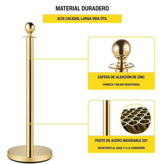 4 Postes Acero Poste Delimitadores Dorado Vip