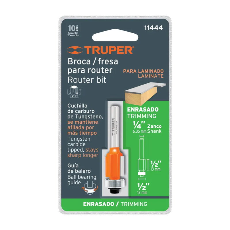 Cargue la imagen en el visor de la galería, Broca para router, corte recto, 1/2" con balero - Multiproductos y expendables SA de CV
