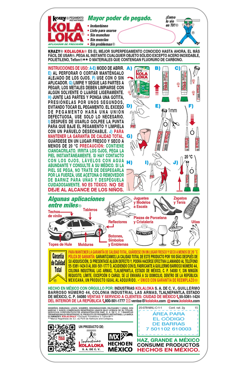 Cargue la imagen en el visor de la galería, Pegamento Kola Loka con aplicador de precisión  2 g - Multiproductos y expendables SA de CV
