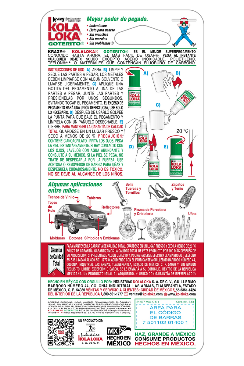 Cargue la imagen en el visor de la galería, Pegamento Kola Loka goterito 3.5 g - Multiproductos y expendables SA de CV
