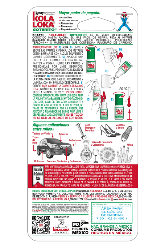 Pegamento Kola Loka goterito 3.5 g - Multiproductos y expendables SA de CV
