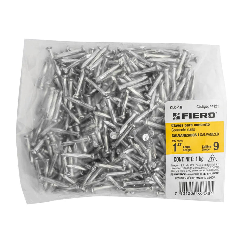 Cargue la imagen en el visor de la galería, Clavos galvanizados para concreto - Bolsa con 1 kg
