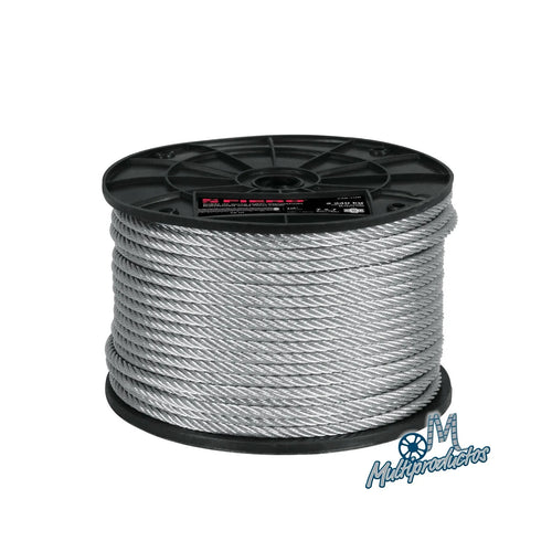 Cable de acero, 7 X 7 hilos, carrete plástico de 75 m