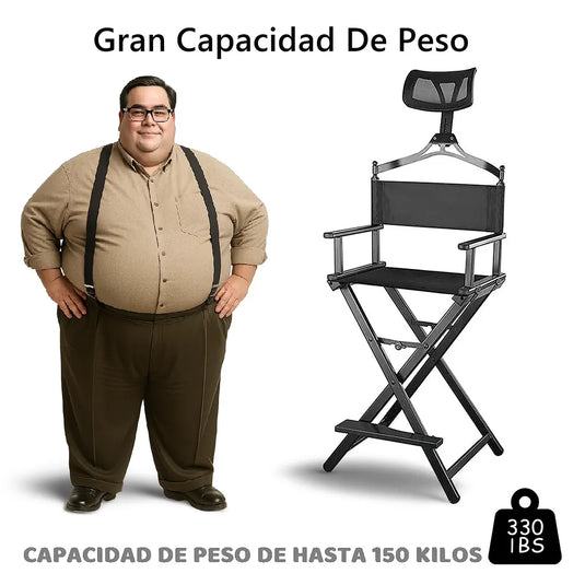 Silla de Director de Aluminio con Reposacabeza y Bolsa de Almacenamiento