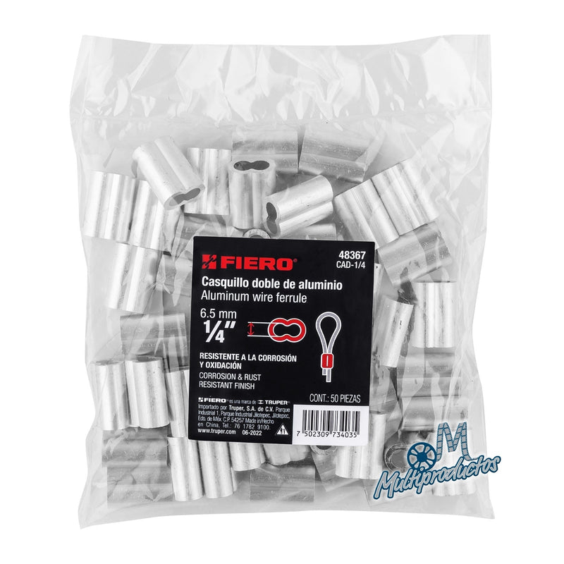 Cargue la imagen en el visor de la galería, Casquillos dobles de aluminio para cables de acero - Bolsa 50 Pzas
