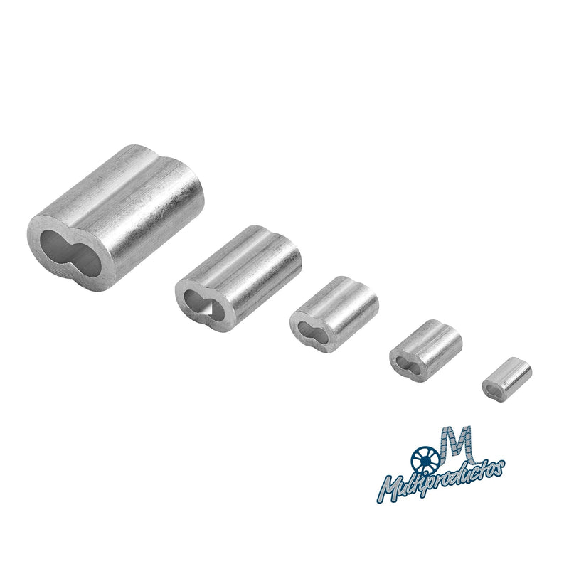 Cargue la imagen en el visor de la galería, Casquillos dobles de aluminio para cables de acero - Bolsa 50 Pzas
