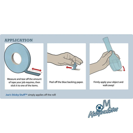 Cinta Doble Capa - Joe's Sticky Stuff - Pegamento Agresivo y Facil de Quitar - 12mm x 19.8m