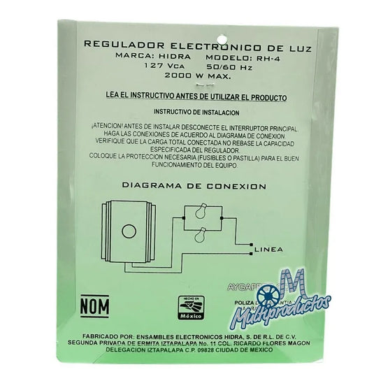 DIMMER ATENUADOR DE LUZ HIDRA - Sin Garantía